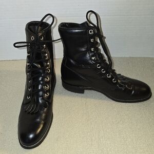 Vintage Justin Kiltie Western Black Leather Boots size 6 1/2C